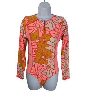 Maaji Dali Flowers Triton Surf Swimsuit 1 Piece Long Sleeve Reversible M New